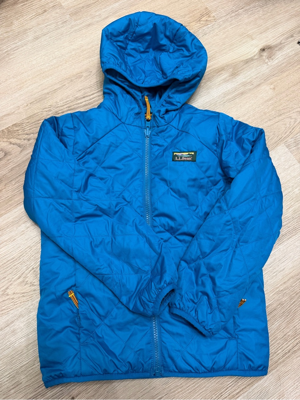 L.L. Bean Youth Bright Blue Hooded Puffer Jacket